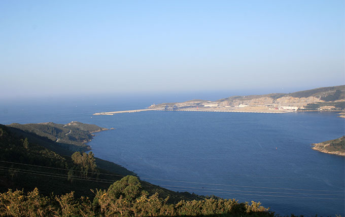 Vista general de la boca de la Ría de Ferrol. Puerto Exterior