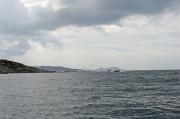 Cabo Udra desde el E. Islas Cíes al fondo