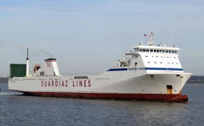 Primer viaje de prueba del Friedrich Russ de Grupo Suardiaz entre Vigo y Liverpool