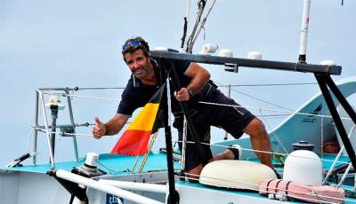 El patrón belga Denis Van Weynbergh apuntando a la Vendée Globe 2020  