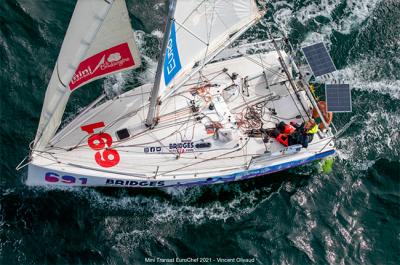 Carlos Olsson y Genis Hontoria completan la primera etapa de la Mini Transat - EuroChef 2021