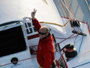 Skipper Chris Stanmore-Major a bordo del Spartan