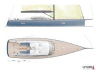 Hydra 65 SY crucero de altas prestaciones, con un desplazamiento ligero y un alto grado de confort.