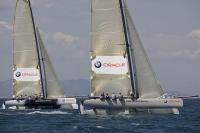 Oracle se prepara con una mini regata en Valencia con catamaranes a imagen de la original 
